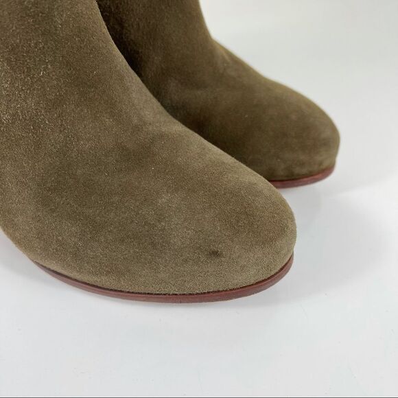 Tory Burch Patricia Mid Heel Suede Zip Up Almond Toe Bootie Ankle Boots Size 6 - Picture 16 of 16